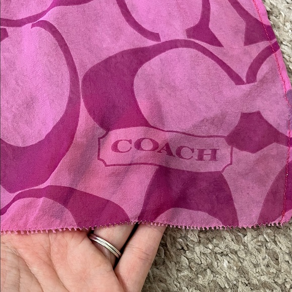 Coach Pink Purple Orange Creme & Brown Colorway Patchwork Scarf - Picture 15 of 16